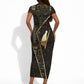 Egypt Pschent Crown Short Sleeve Bodycon Dress Ancient Mythology Unified Pharaoh
