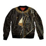 Egypt Pschent Crown Sleeve Zip Bomber Jacket Ancient Mythology Unified Pharaoh