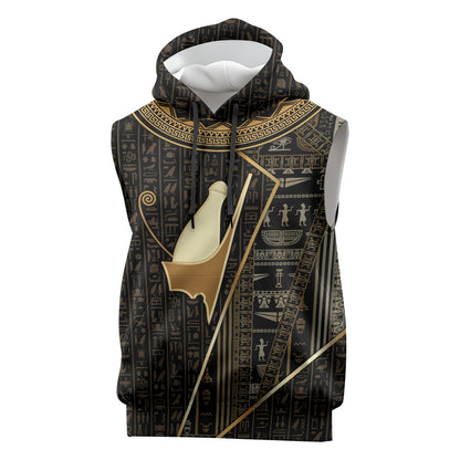 Egypt Pschent Crown Sleeveless Hoodie Ancient Mythology Unified Pharaoh