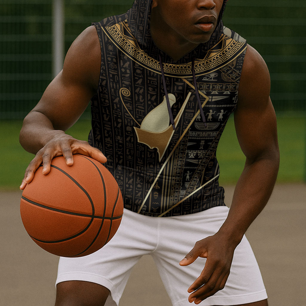 Egypt Pschent Crown Sleeveless Hoodie Ancient Mythology Unified Pharaoh