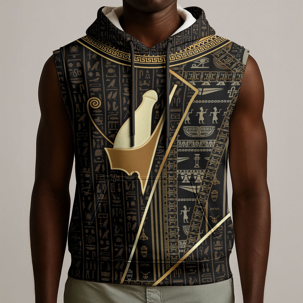 Egypt Pschent Crown Sleeveless Hoodie Ancient Mythology Unified Pharaoh