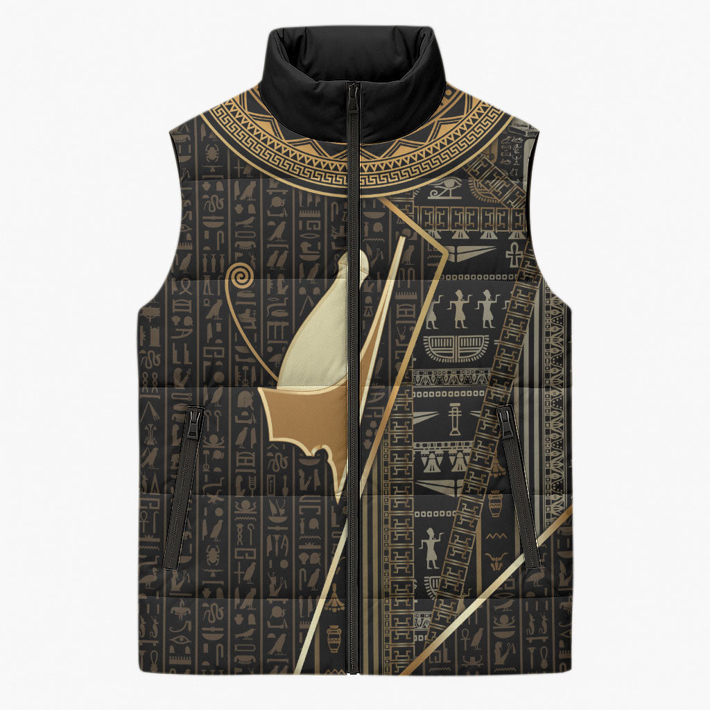 Egypt Pschent Crown Sleeveless Puffer Jacket Ancient Mythology Unified Pharaoh