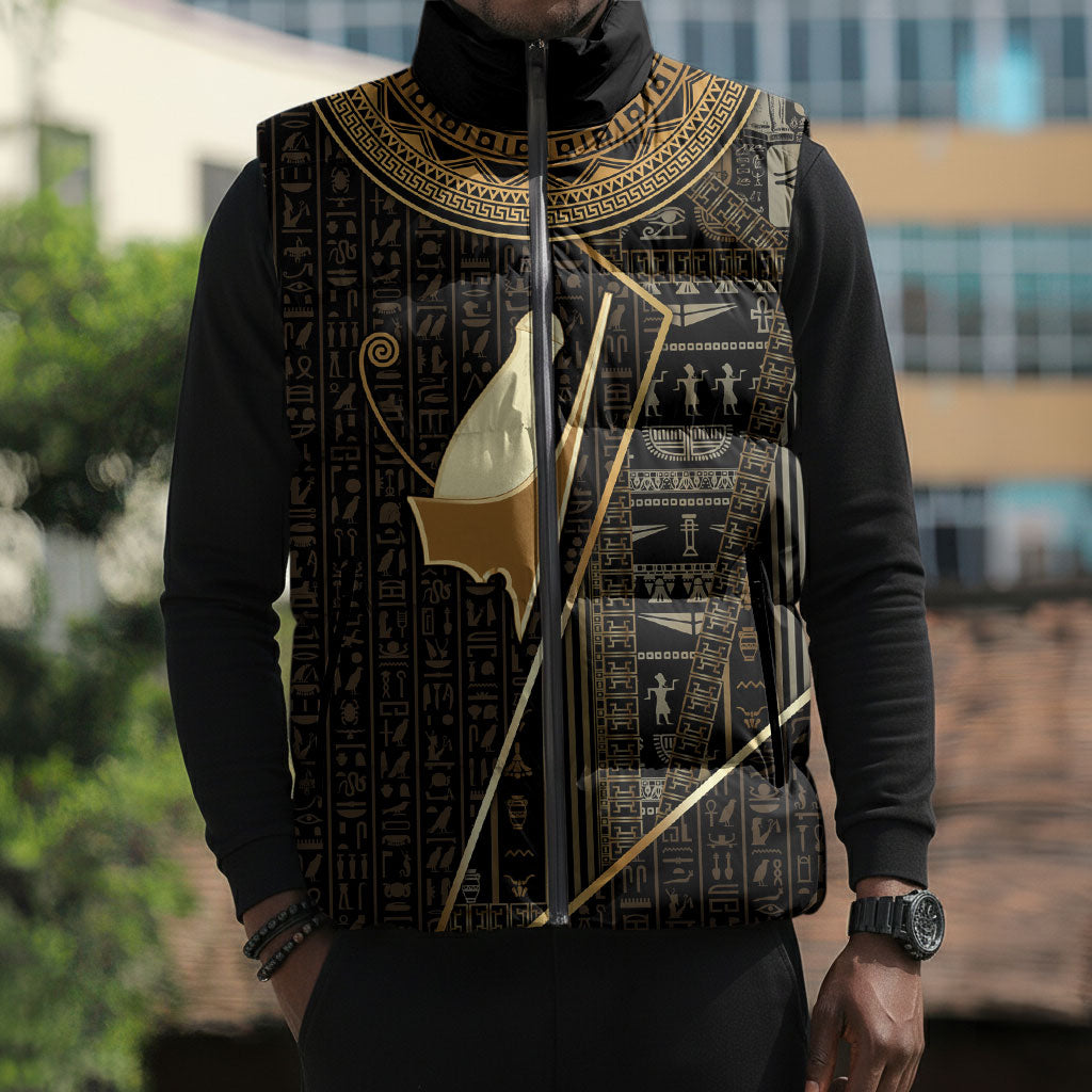 Egypt Pschent Crown Sleeveless Puffer Jacket Ancient Mythology Unified Pharaoh
