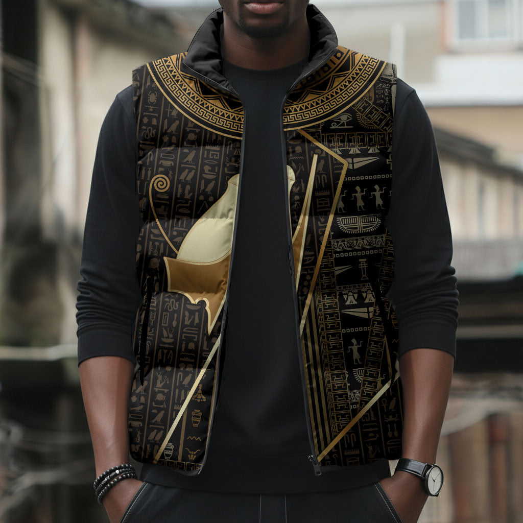 Egypt Pschent Crown Sleeveless Puffer Jacket Ancient Mythology Unified Pharaoh