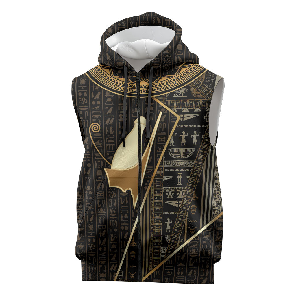 Egypt Pschent Crown Sleeveless Zip Hoodie Ancient Mythology Unified Pharaoh