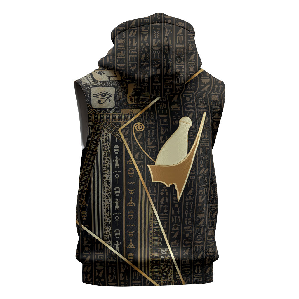 Egypt Pschent Crown Sleeveless Zip Hoodie Ancient Mythology Unified Pharaoh