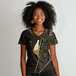 Egypt Pschent Crown Women V-Neck T-Shirt Ancient Mythology Unified Pharaoh