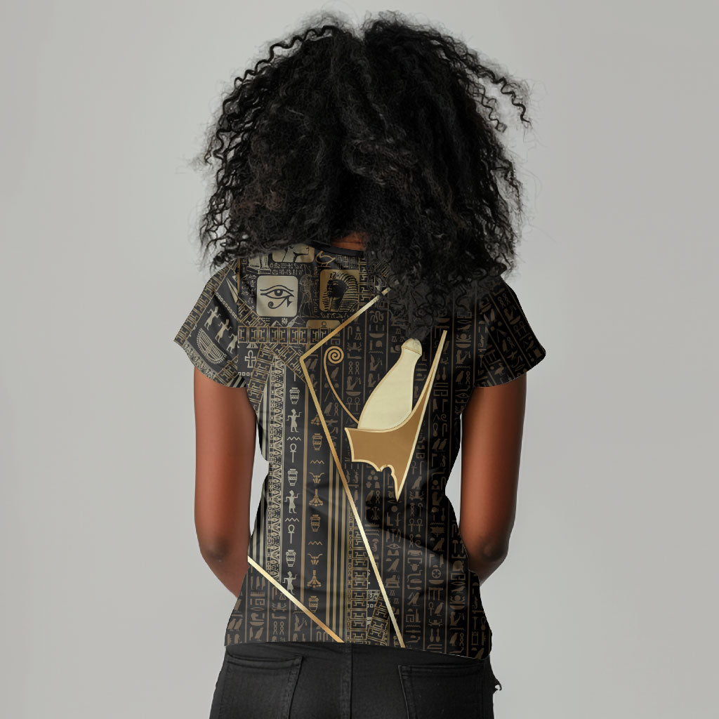 Egypt Pschent Crown Women V-Neck T-Shirt Ancient Mythology Unified Pharaoh