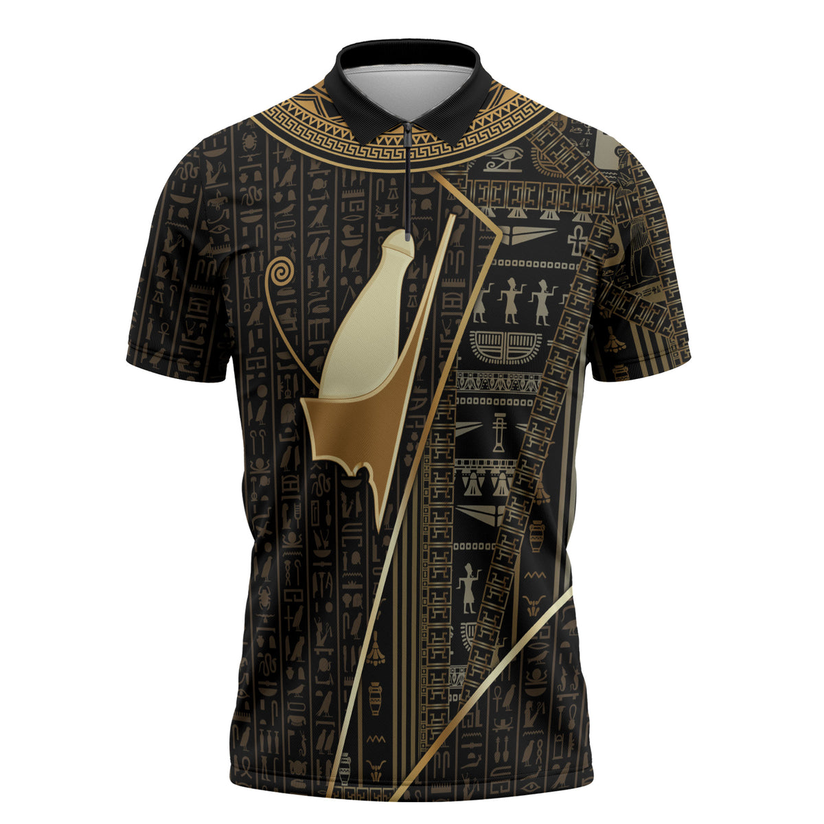 Egypt Pschent Crown Zipper Polo Shirt Ancient Mythology Unified Pharaoh