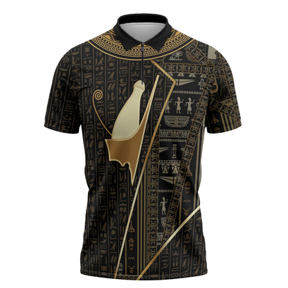 Egypt Pschent Crown Zipper Polo Shirt Ancient Mythology Unified Pharaoh