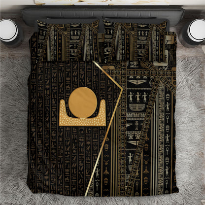 Egypt Akhet Bedding Set Ancient Mythology Horizon Sun Disk