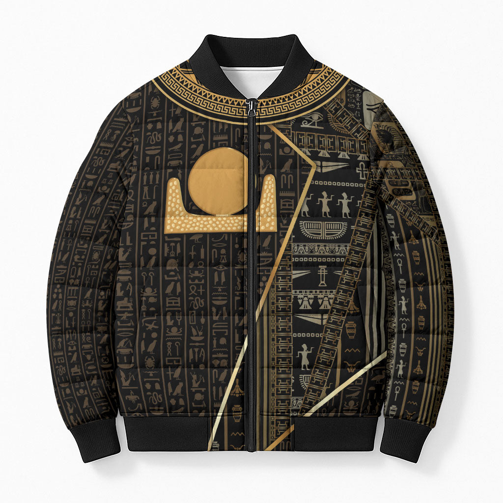 Egypt Akhet Bomber Puffer Jacket Ancient Mythology Horizon Sun Disk