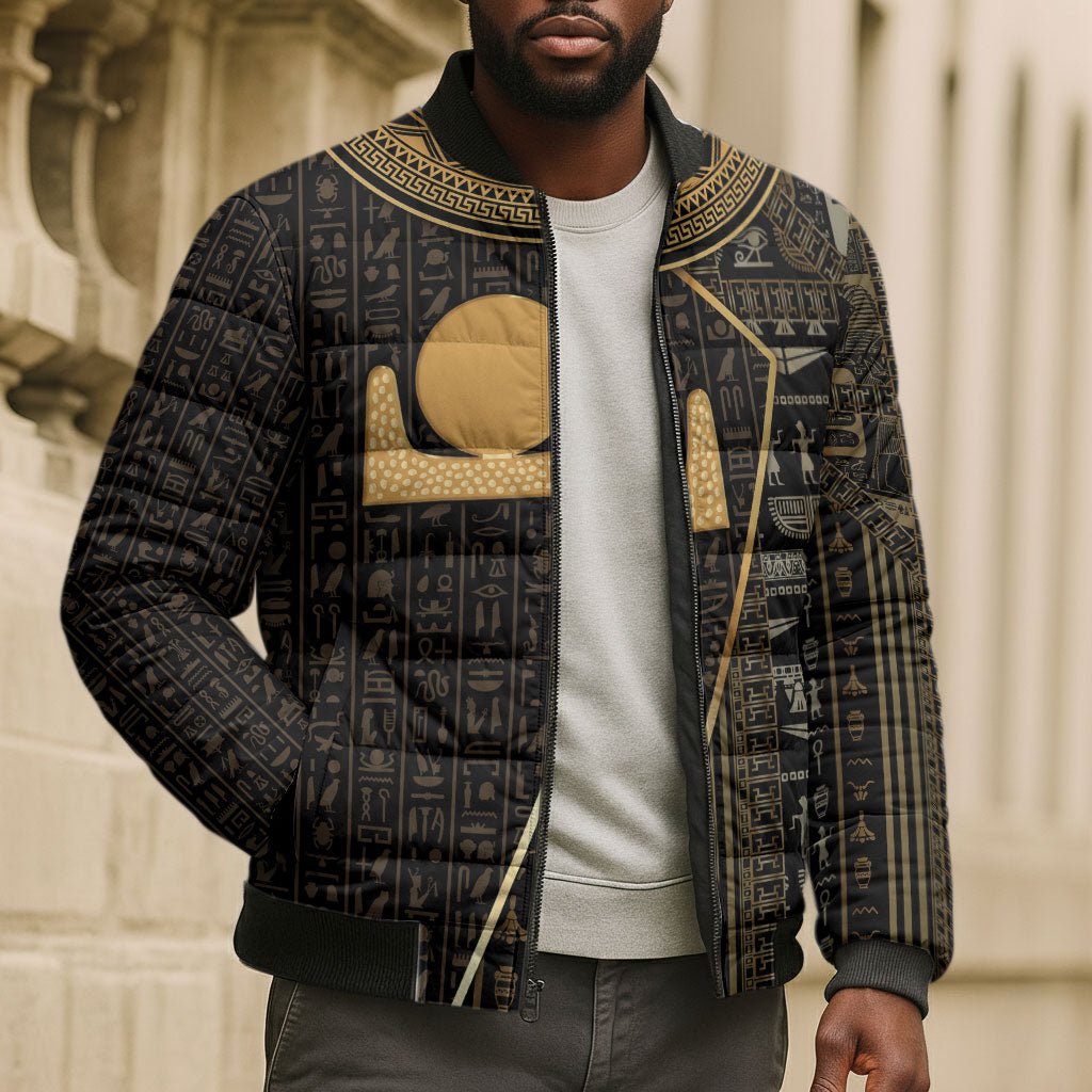 Egypt Akhet Bomber Puffer Jacket Ancient Mythology Horizon Sun Disk
