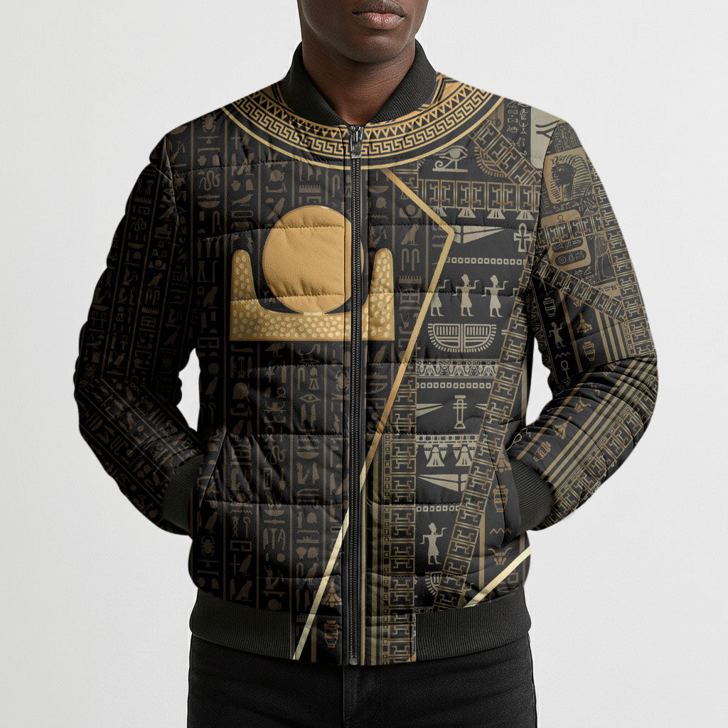 Egypt Akhet Bomber Puffer Jacket Ancient Mythology Horizon Sun Disk