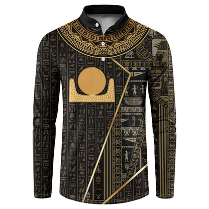 Egypt Akhet Button Sweatshirt Ancient Mythology Horizon Sun Disk