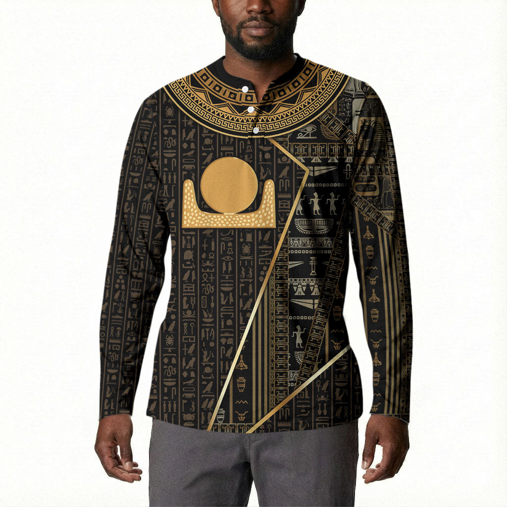 Egypt Akhet Button Sweatshirt Ancient Mythology Horizon Sun Disk