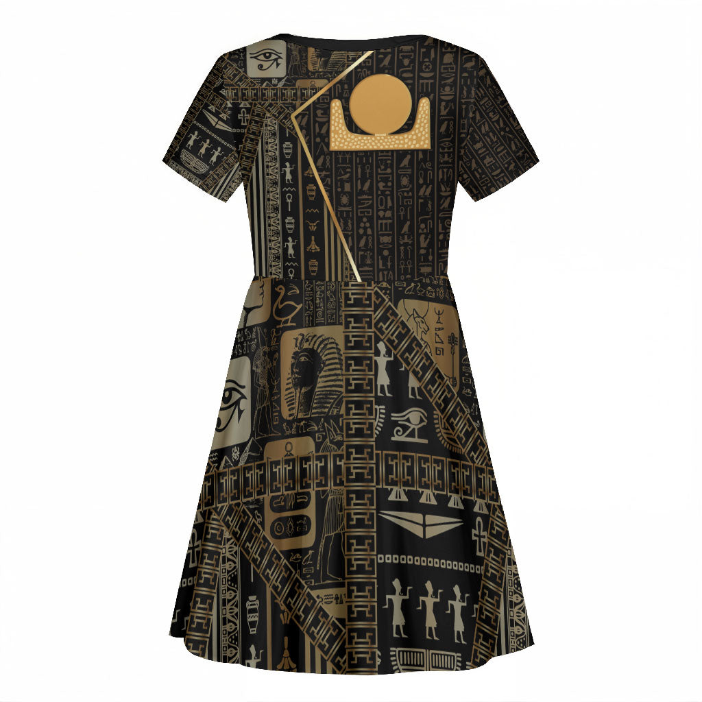 Egypt Akhet Kid Short Sleeve Dress Ancient Mythology Horizon Sun Disk