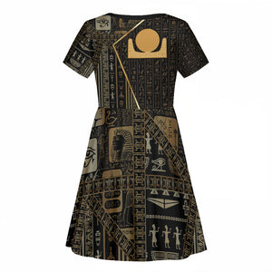 Egypt Akhet Kid Short Sleeve Dress Ancient Mythology Horizon Sun Disk