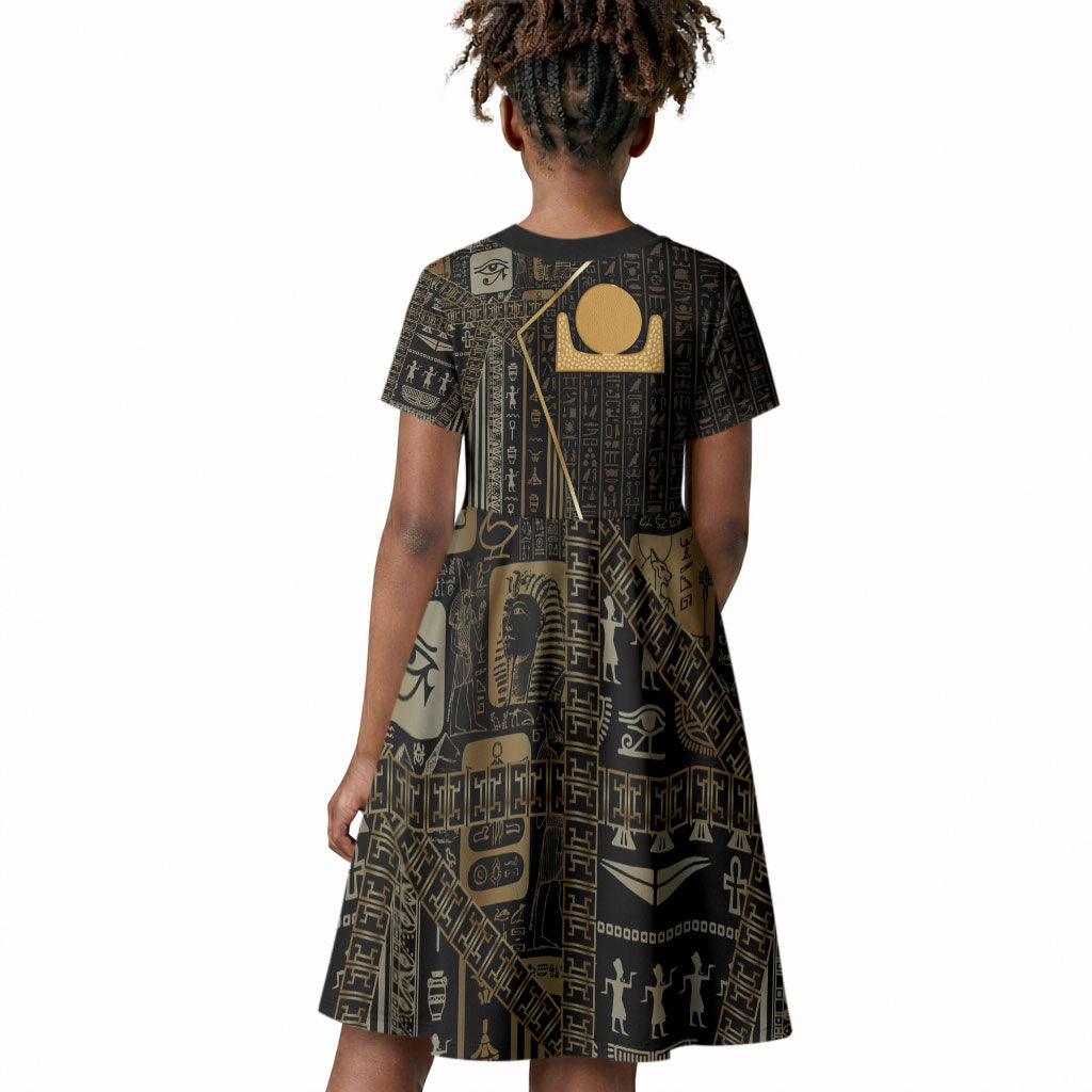 Egypt Akhet Kid Short Sleeve Dress Ancient Mythology Horizon Sun Disk