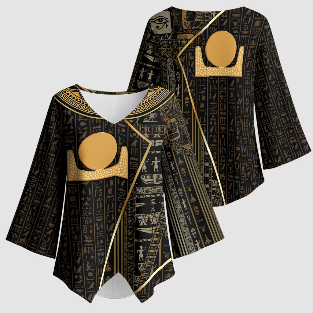 Egypt Akhet Kimono Sleeve Blouse Ancient Mythology Horizon Sun Disk