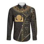 Egypt Akhet Long Sleeve Button Shirt Ancient Mythology Horizon Sun Disk