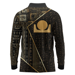 Egypt Akhet Long Sleeve Polo Shirt Ancient Mythology Horizon Sun Disk