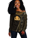 Egypt Akhet Off Shoulder Sweater Ancient Mythology Horizon Sun Disk