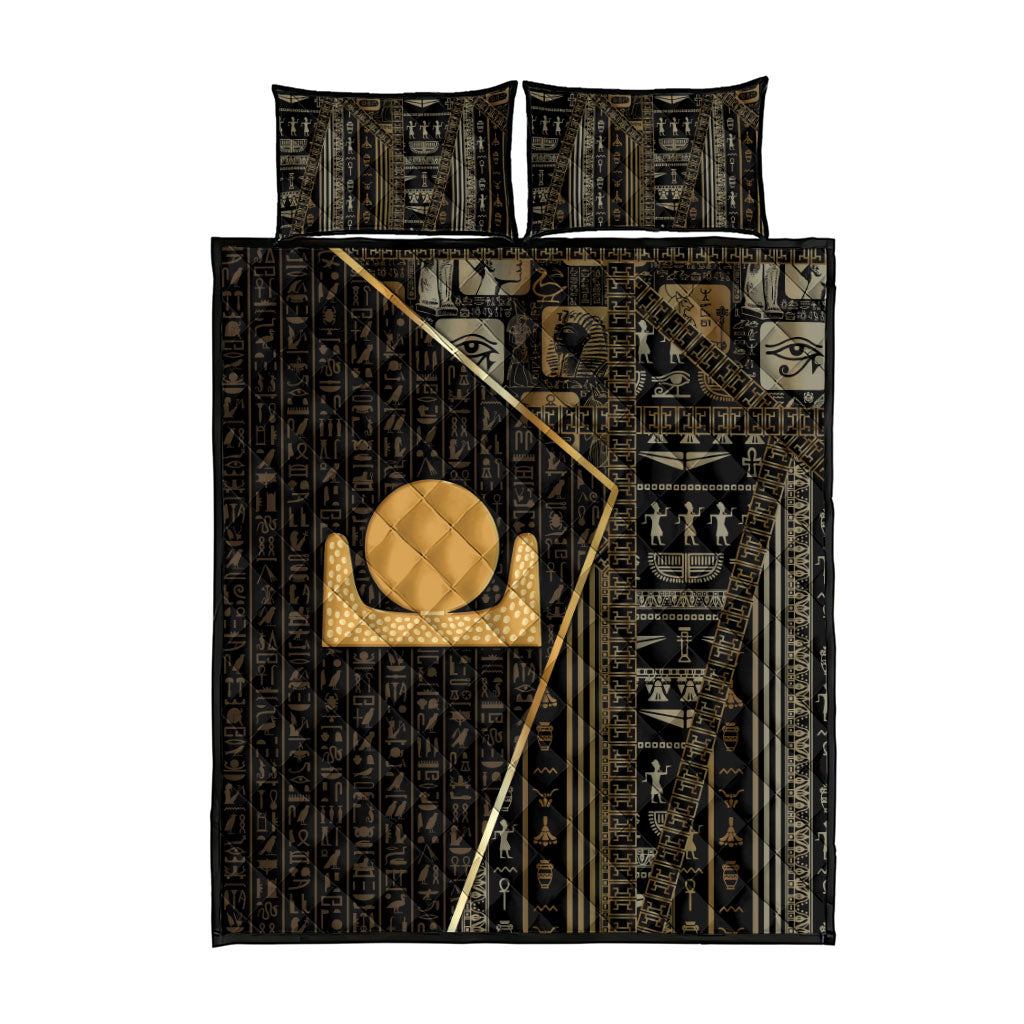 Egypt Akhet Quilt Bed Set Ancient Mythology Horizon Sun Disk