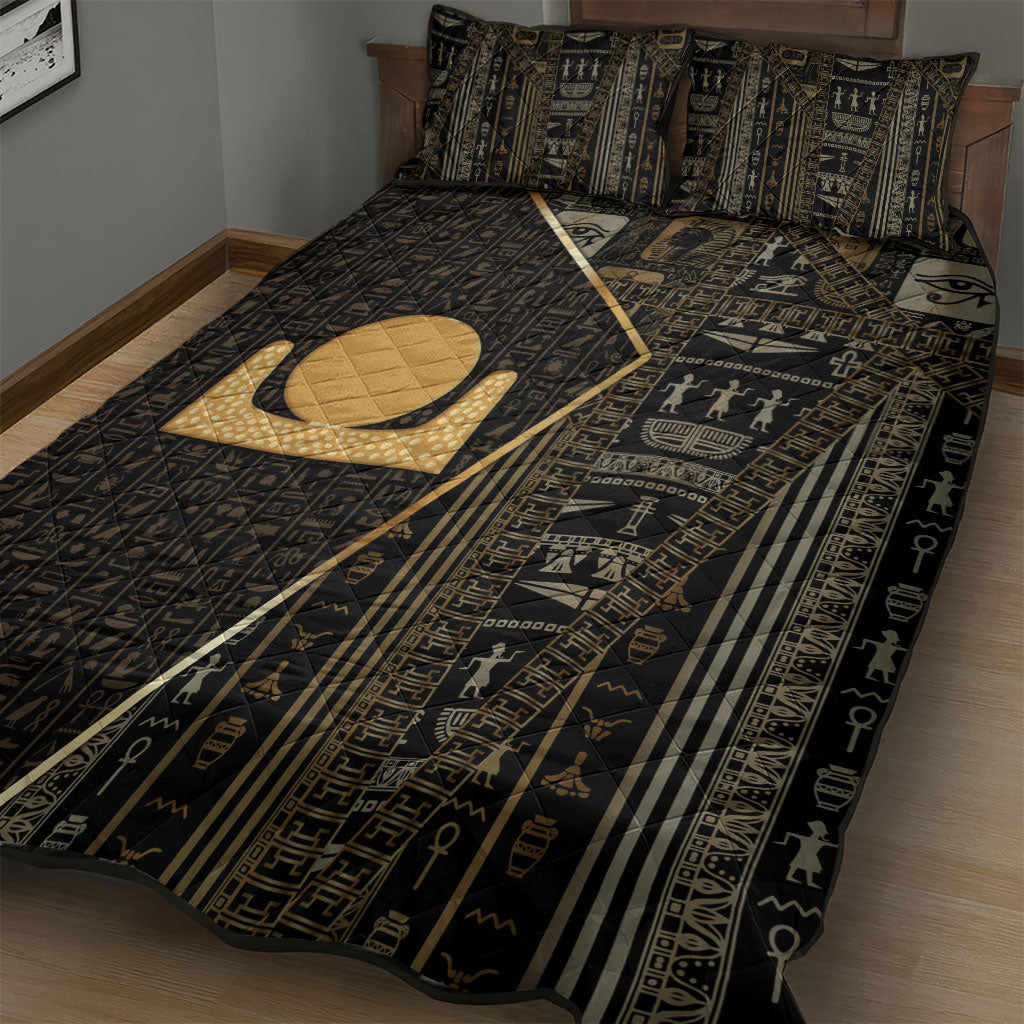 Egypt Akhet Quilt Bed Set Ancient Mythology Horizon Sun Disk