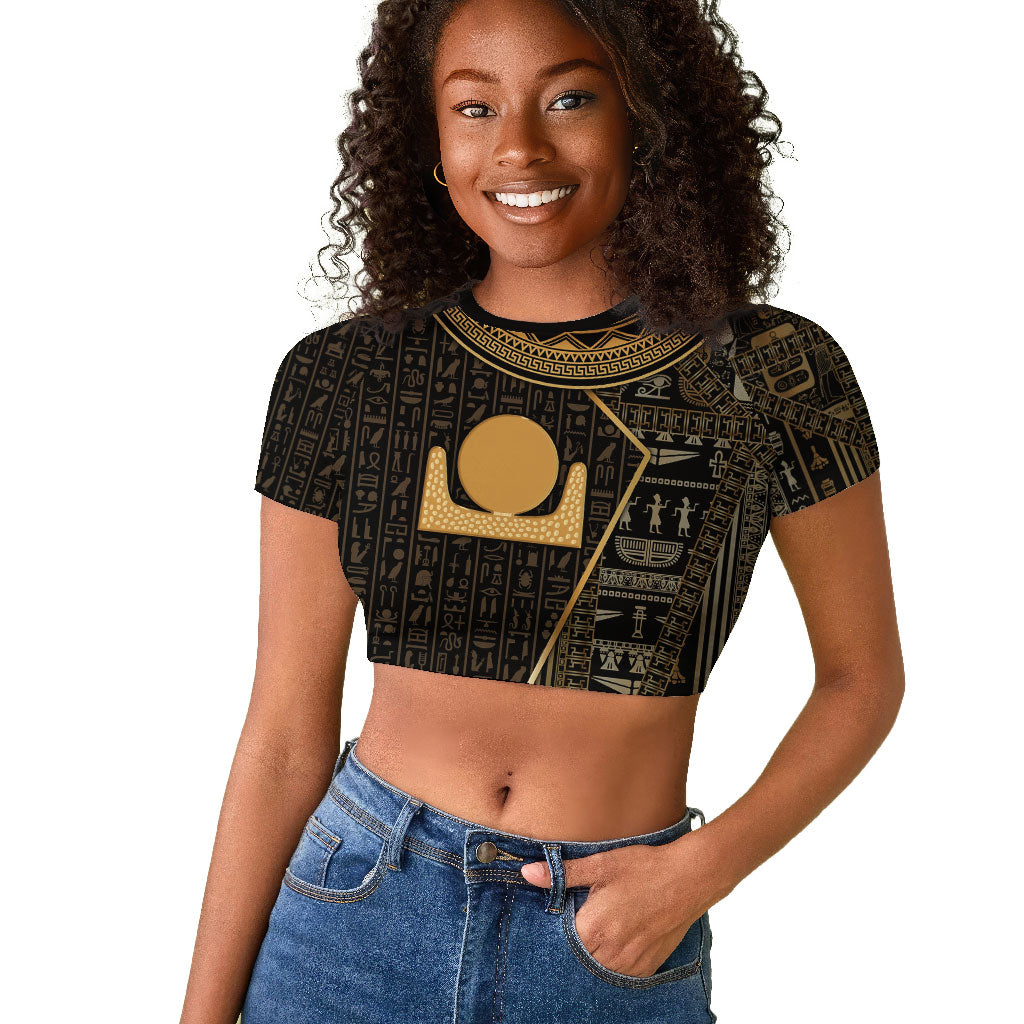 Egypt Akhet Raglan Cropped T shirt Ancient Mythology Horizon Sun Disk