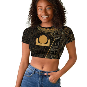 Egypt Akhet Raglan Cropped T shirt Ancient Mythology Horizon Sun Disk