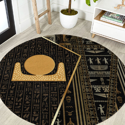 Egypt Akhet Round Carpet Ancient Mythology Horizon Sun Disk