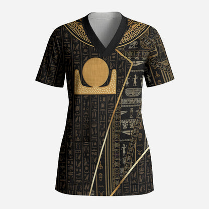 Egypt Akhet Scrub Top Ancient Mythology Horizon Sun Disk