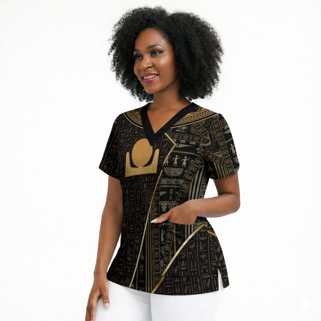Egypt Akhet Scrub Top Ancient Mythology Horizon Sun Disk