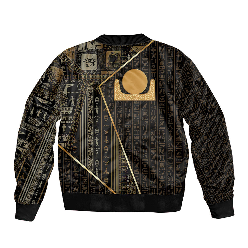 Egypt Akhet Sleeve Zip Bomber Jacket Ancient Mythology Horizon Sun Disk