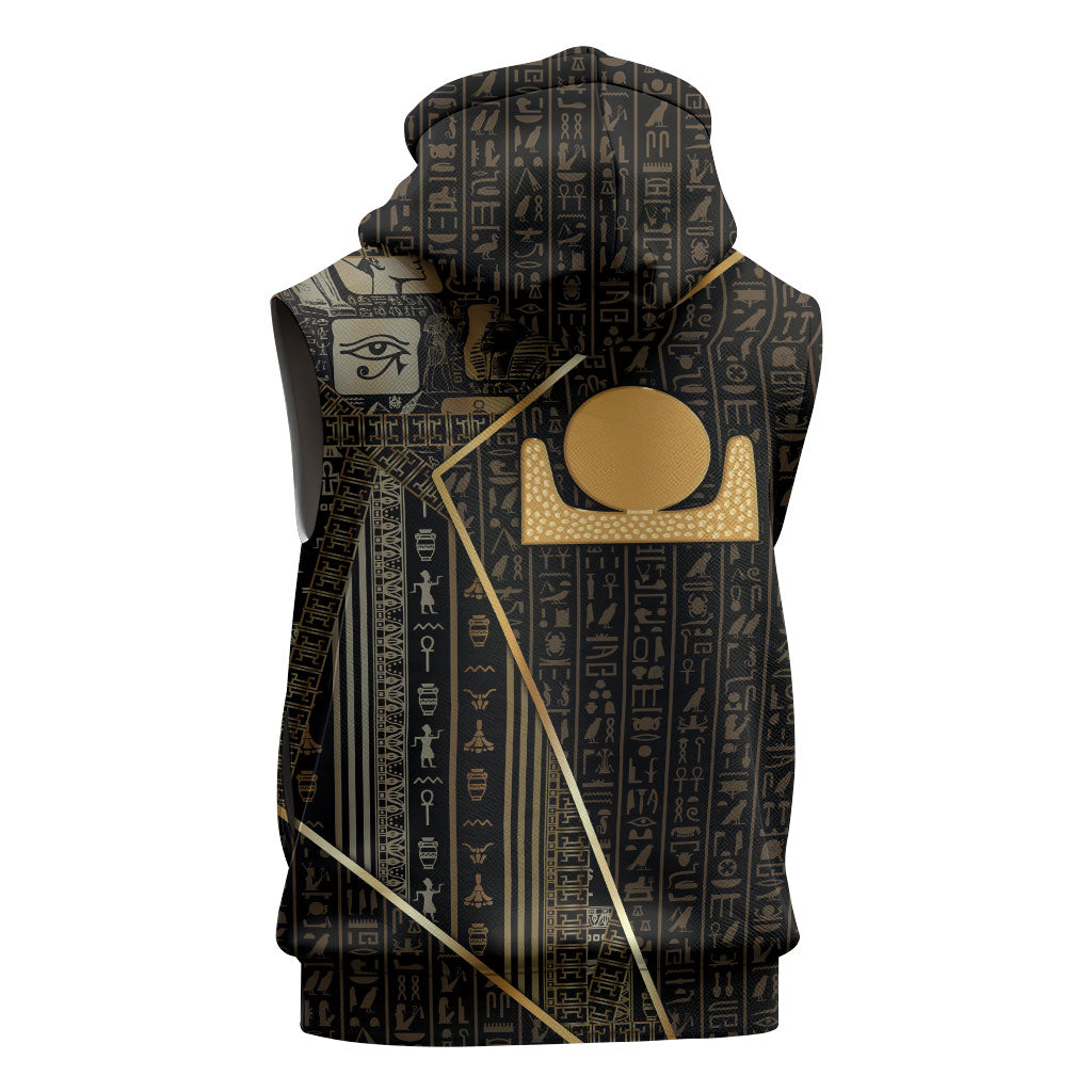 Egypt Akhet Sleeveless Hoodie Ancient Mythology Horizon Sun Disk