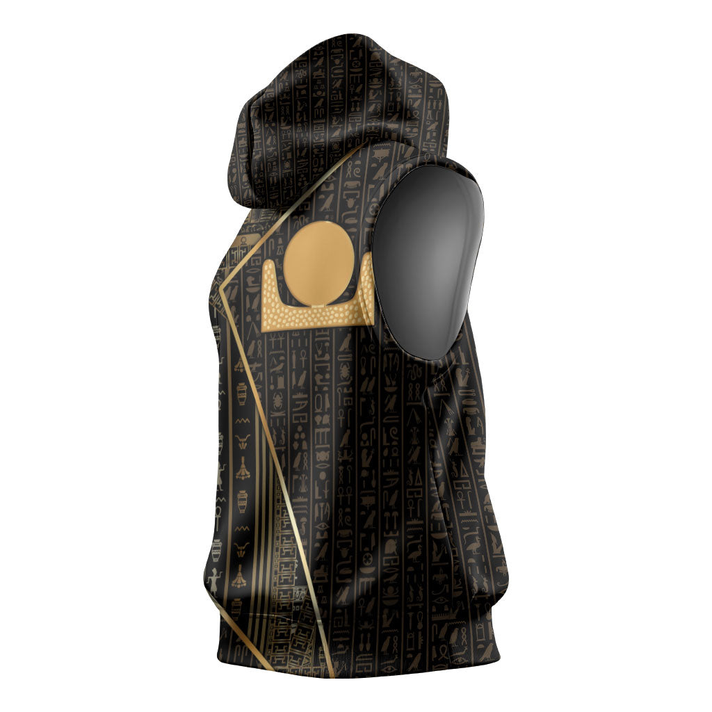 Egypt Akhet Sleeveless Hoodie Ancient Mythology Horizon Sun Disk