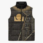 Egypt Akhet Sleeveless Puffer Jacket Ancient Mythology Horizon Sun Disk