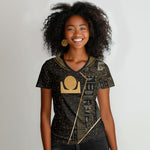 Egypt Akhet Women V-Neck T-Shirt Ancient Mythology Horizon Sun Disk