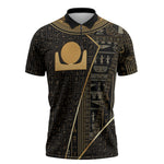 Egypt Akhet Zipper Polo Shirt Ancient Mythology Horizon Sun Disk