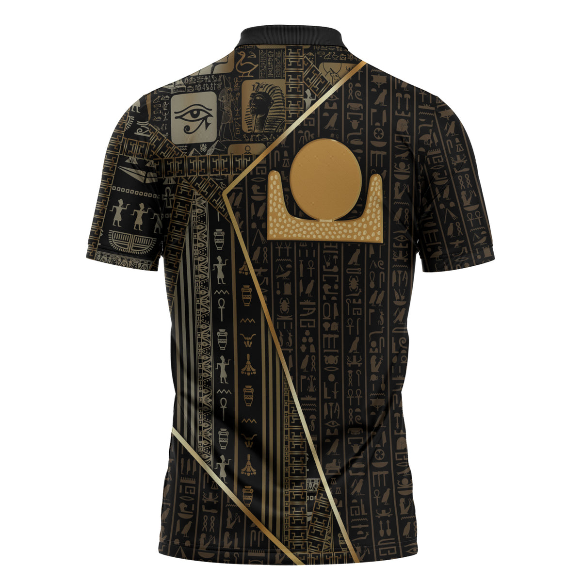 Egypt Akhet Zipper Polo Shirt Ancient Mythology Horizon Sun Disk