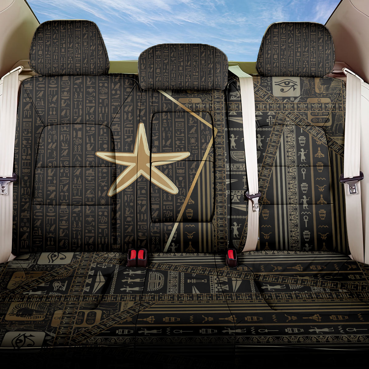 Egypt Seba Back Car Seat Cover Ancient Mythology Golden Star Royal