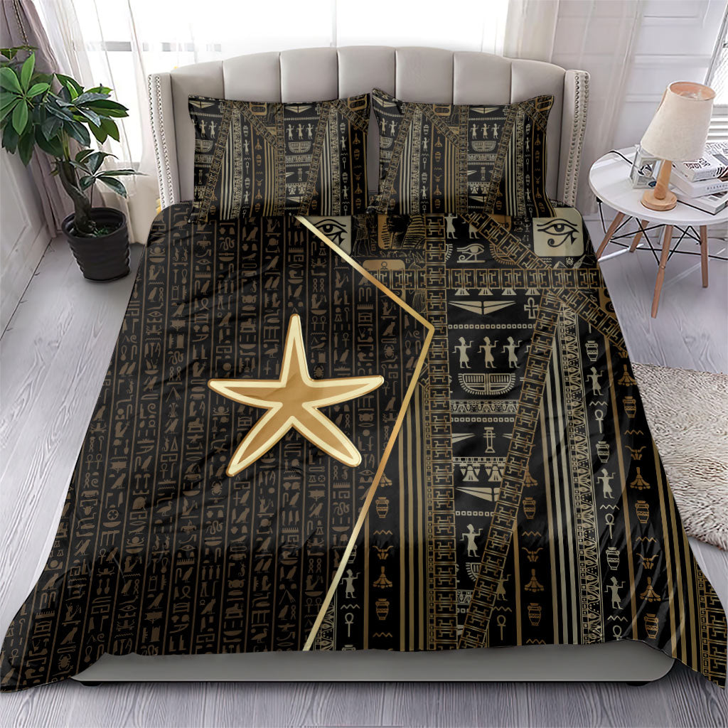 Egypt Seba Bedding Set Ancient Mythology Golden Star Royal