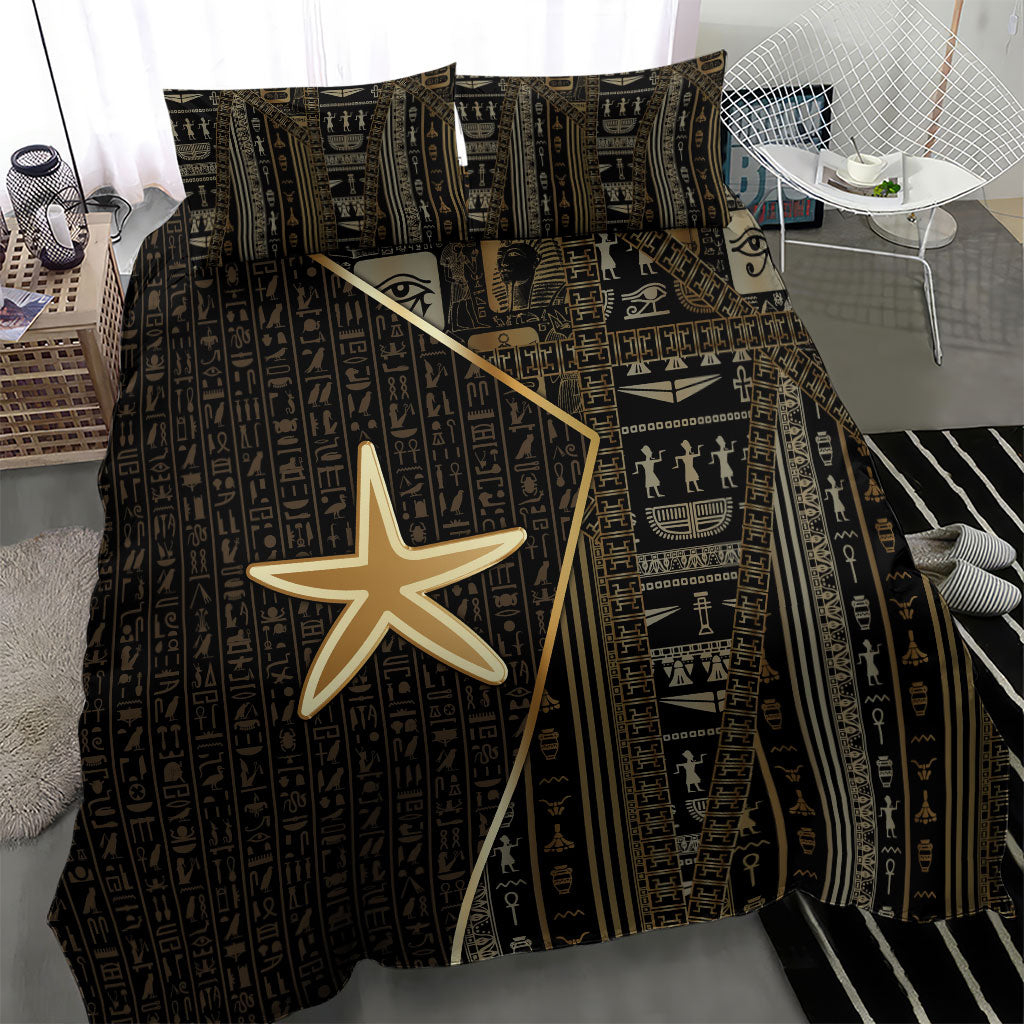 Egypt Seba Bedding Set Ancient Mythology Golden Star Royal