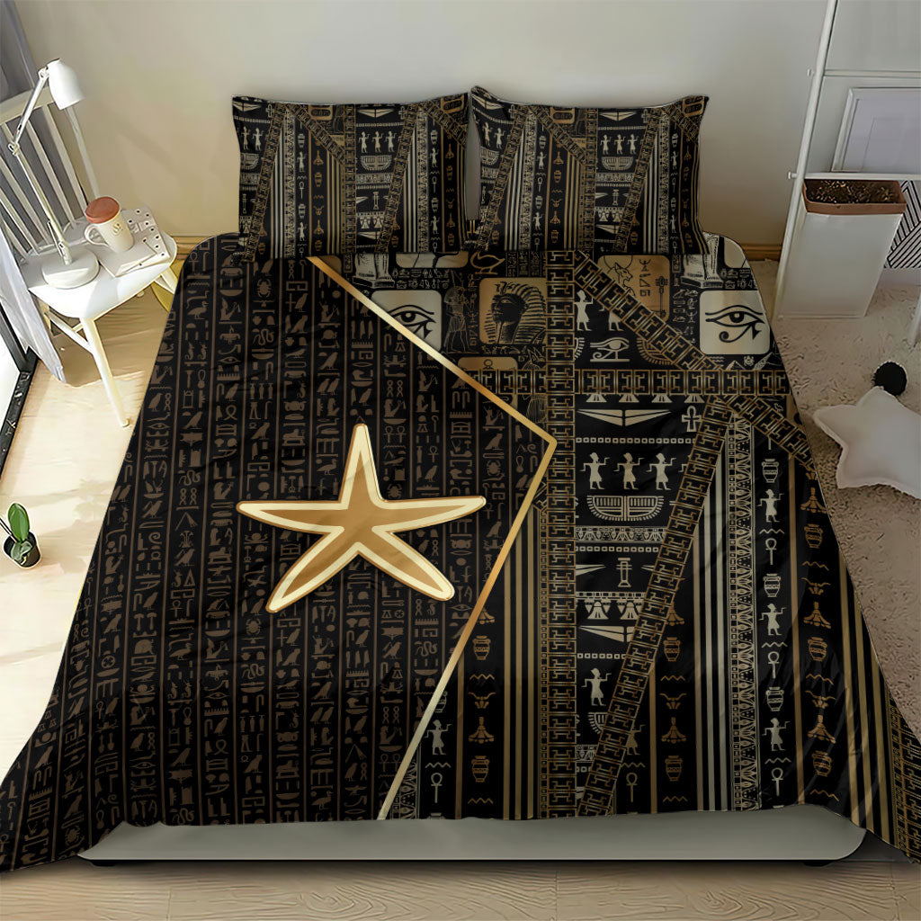 Egypt Seba Bedding Set Ancient Mythology Golden Star Royal