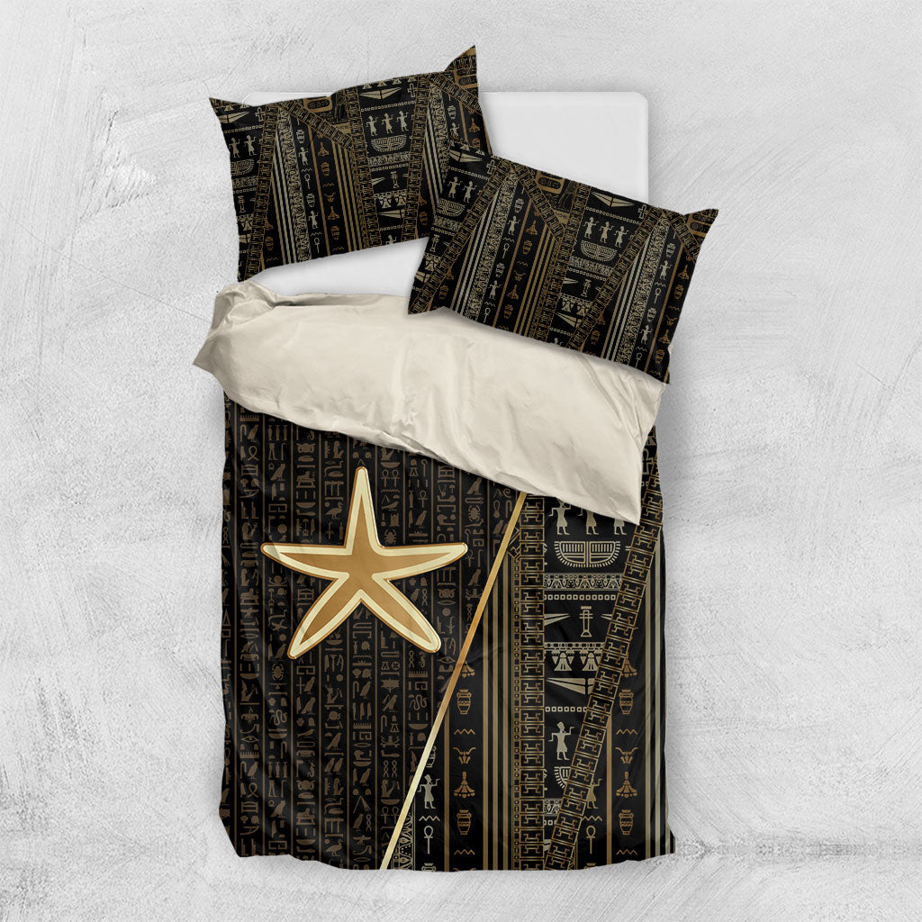 Egypt Seba Bedding Set Ancient Mythology Golden Star Royal