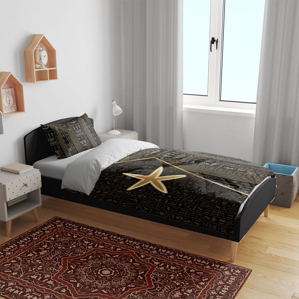 Egypt Seba Bedding Set Ancient Mythology Golden Star Royal