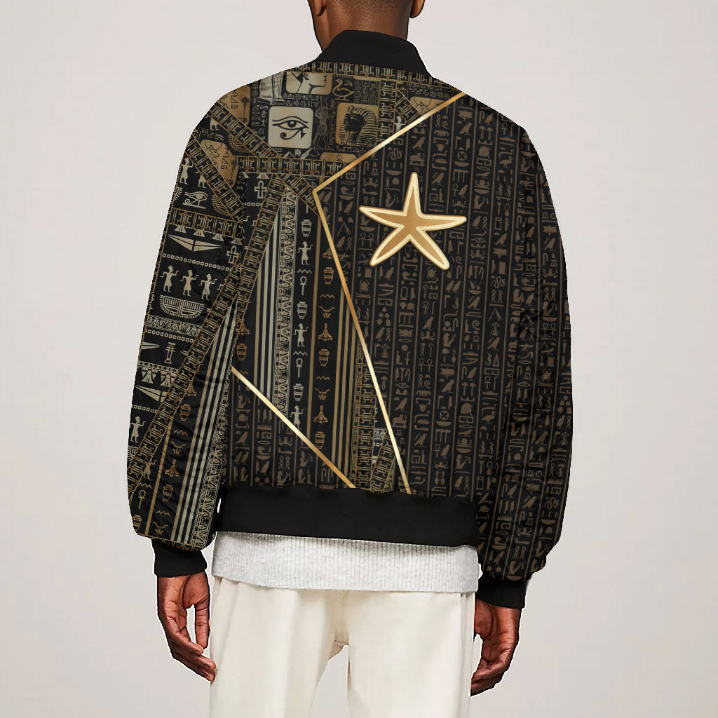 Egypt Seba Bomber Jacket Ancient Mythology Golden Star Royal
