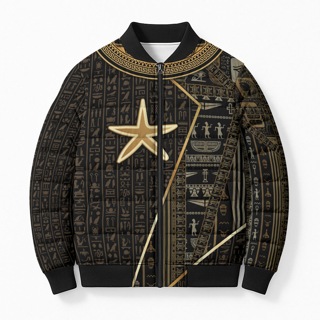 Egypt Seba Bomber Puffer Jacket Ancient Mythology Golden Star Royal