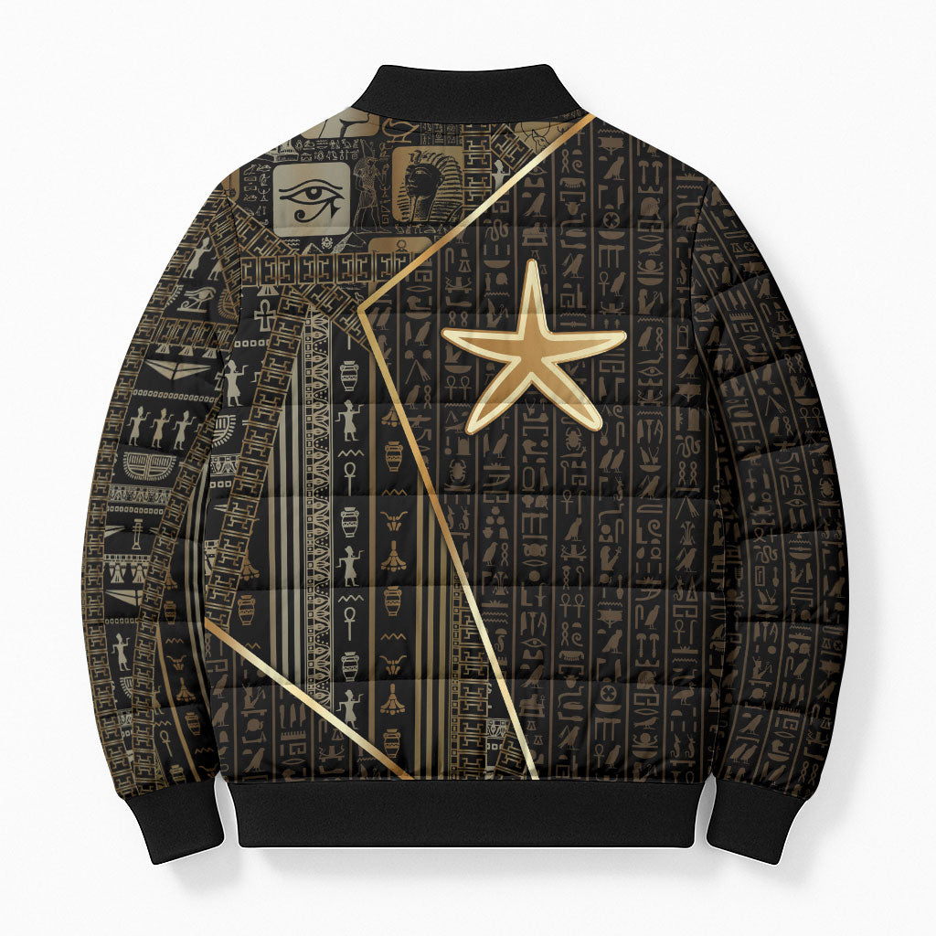 Egypt Seba Bomber Puffer Jacket Ancient Mythology Golden Star Royal